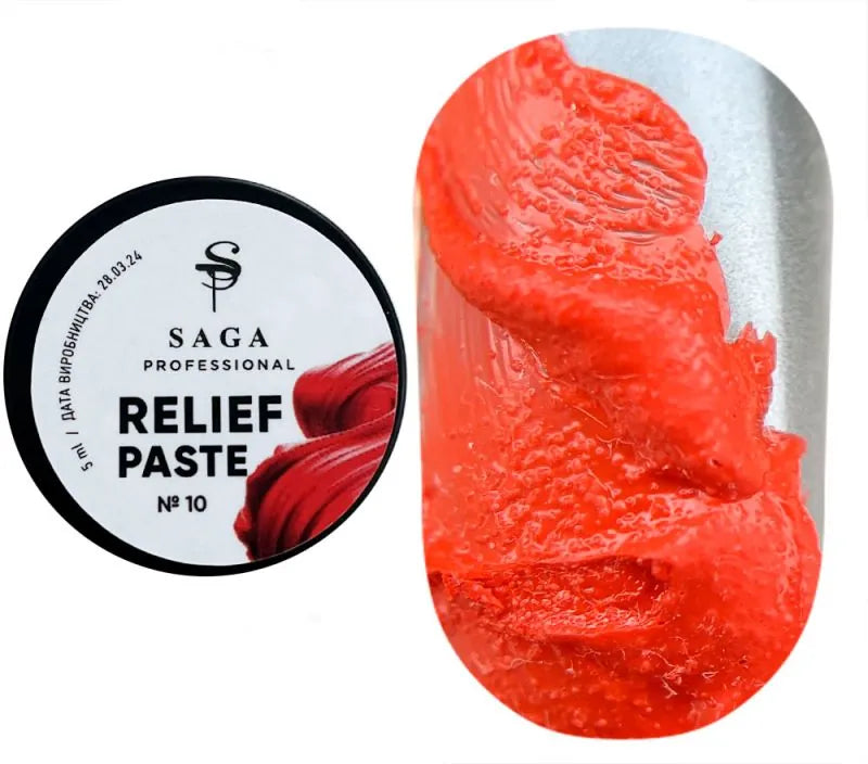 SAGA Professional Relief Paste 10 – Red No-Wipe 3D Paste, 5g