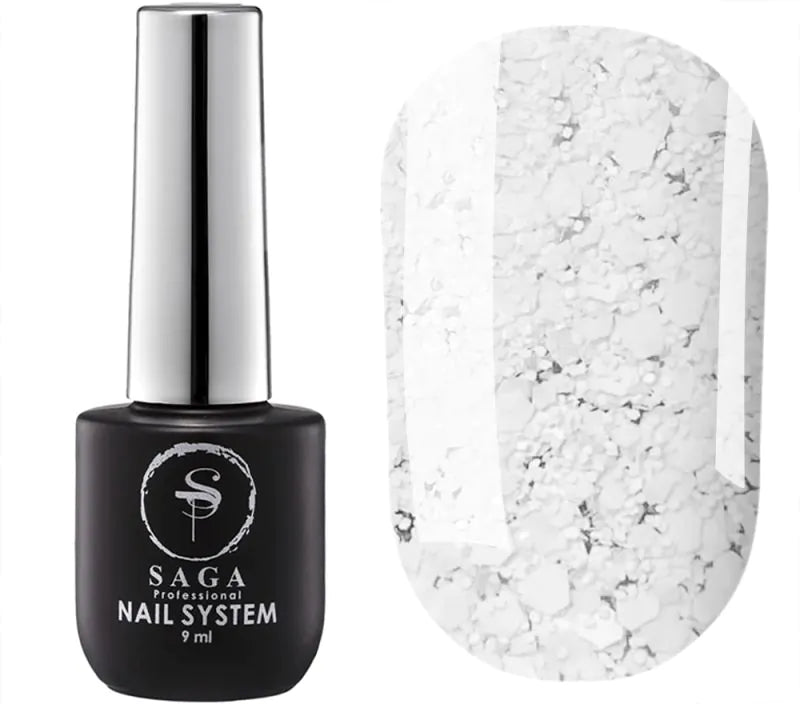 SAGA Professional Gel Polish Marmalade 06 – White with Flakes, 9ml