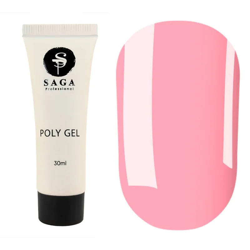 SAGA Professional Poly Gel NEW 04 – soft pink poly gel for natural, feminine nail extensions, 30ml