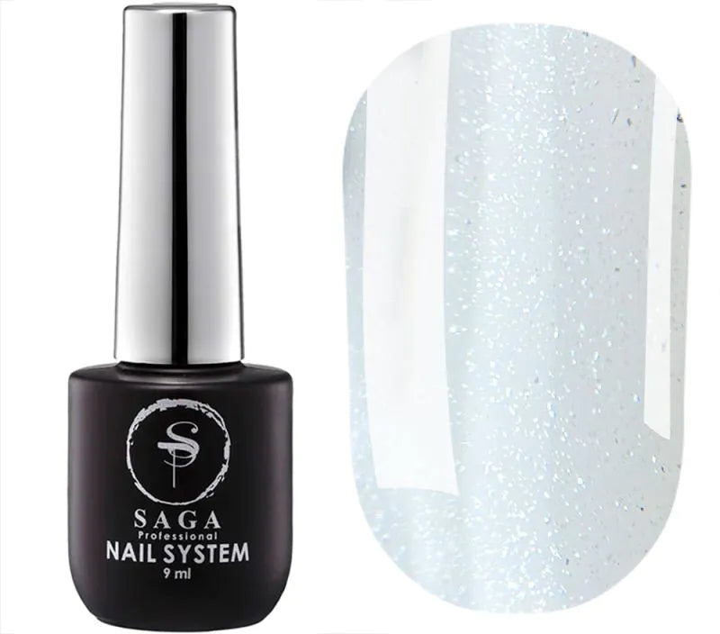 SAGA Professional No-Wipe Top Coat CRUSH 05 – Clear Shimmer Top Gel, 9ml