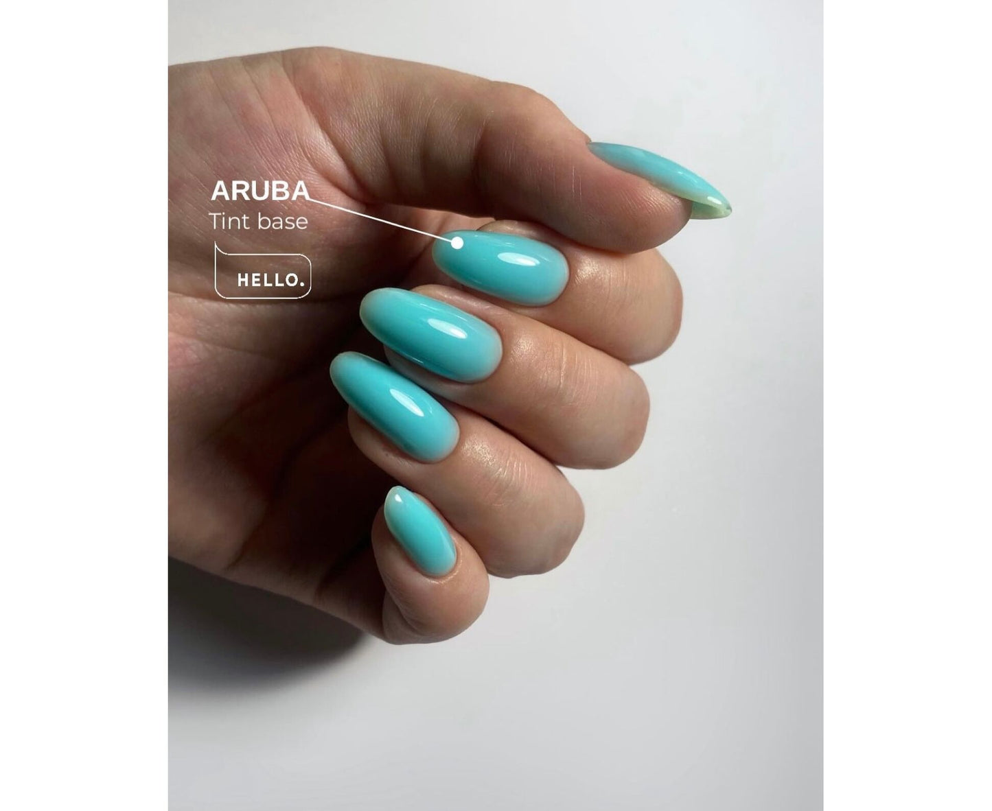 HEY.LOVE Tint Base, ARUBA – Tropical Turquoise Tinted Base Gel, 15ml