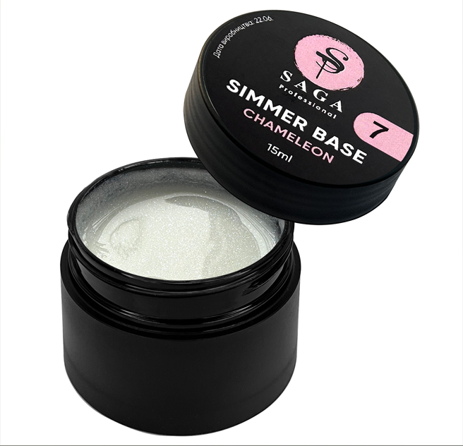 SAGA Shimmer Base CHAMELEON 07 – color-shifting iridescent shimmer gel base for nails, 15ml, dynamic chameleon effect