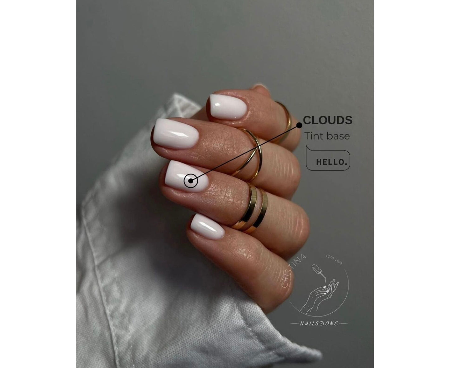 Base teintée HELLO, CLOUDS – Base teintée élastique rose pastel froid, 15 ml