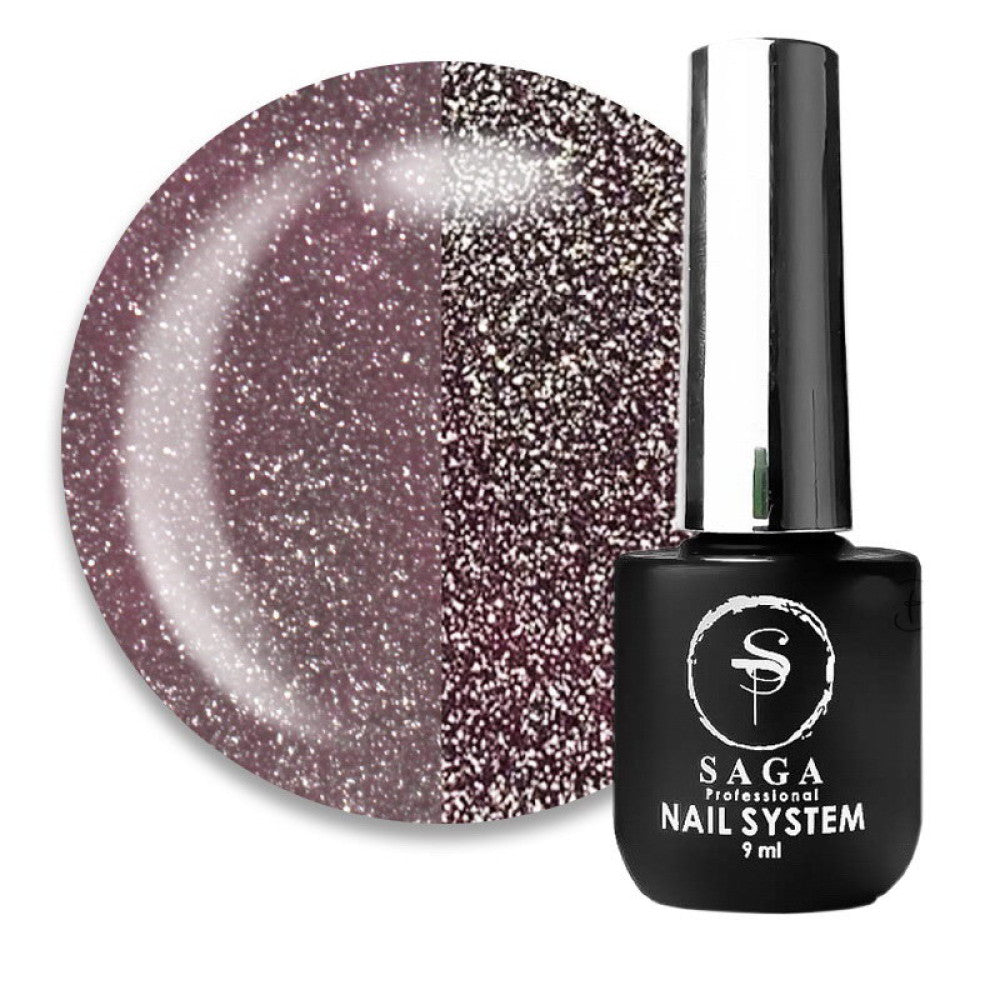 Saga Fiery Gel #04 Pink Chocolate with Reflective Shimmers and Fine Glitter, 9 ml