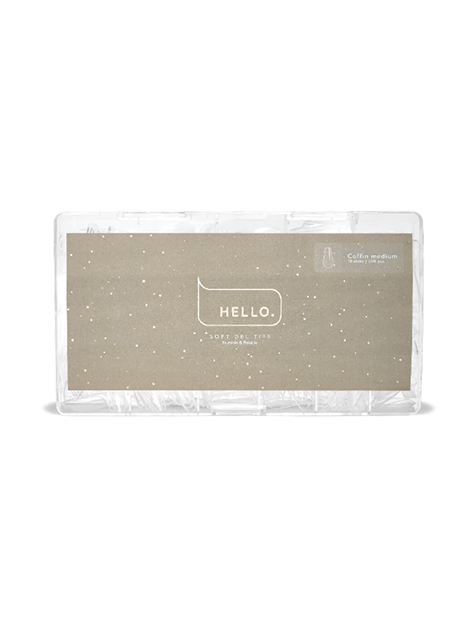 HELLO Gel Tips, COFFIN MEDIUM – Clear Gel Nail Tips, 500pcs