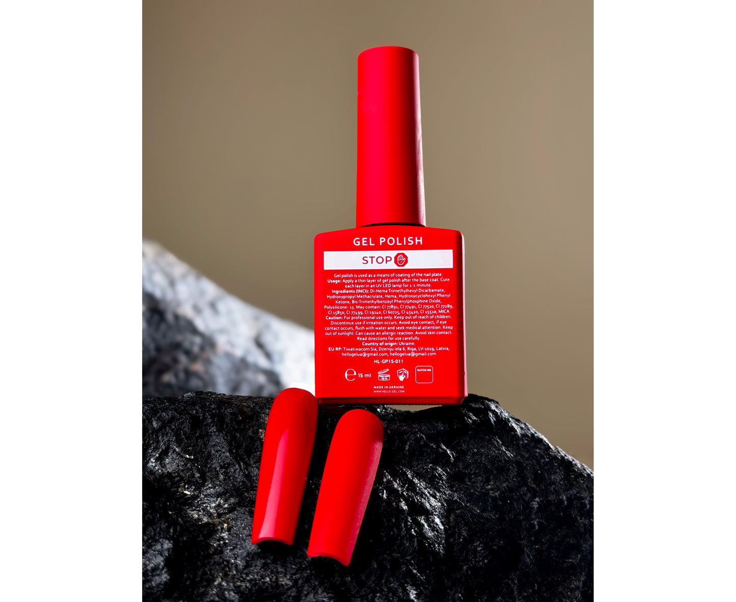 HEY.LOVE Gel Polish, STOP – Classic Bright Red Gel Polish, 15ml
