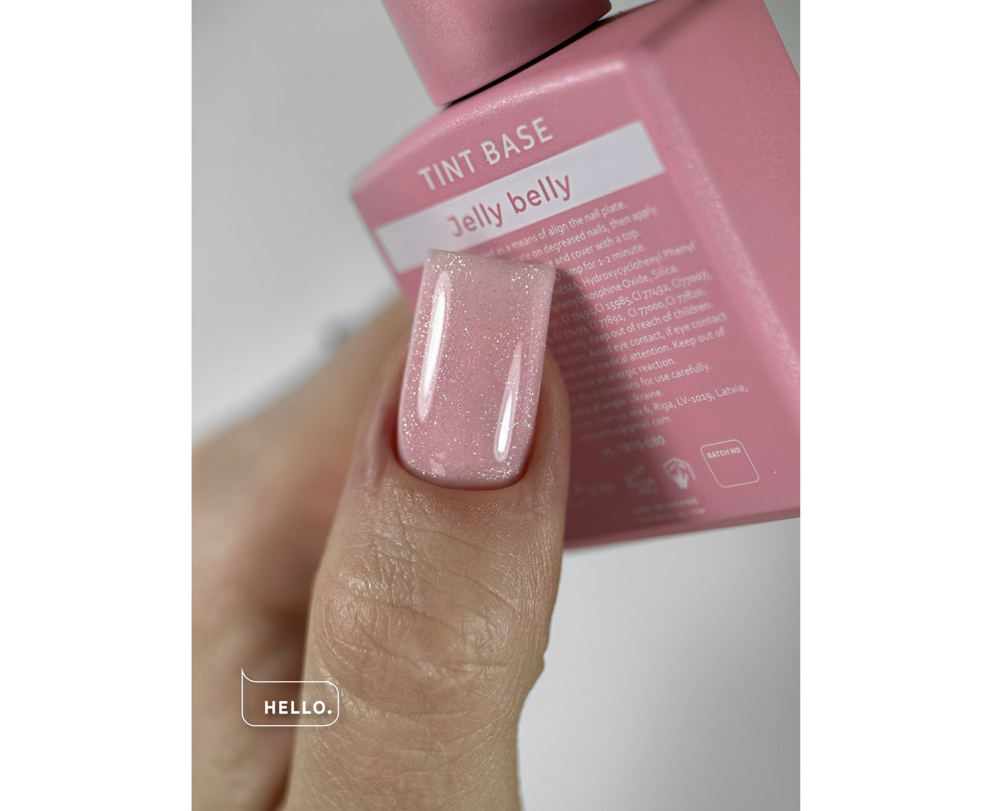 Base teintée HELLO, JELLY BELLY – Base scintillante rose pêche, 15 ml