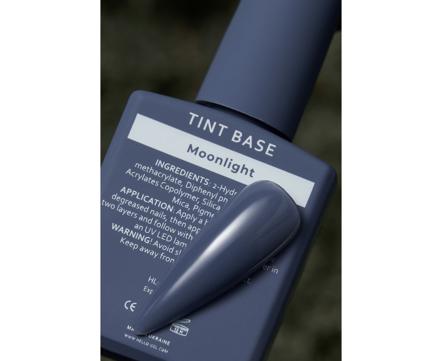 Base teintée HELLO, MOONLIGHT – Base gel bleu foncé poudré, 15 ml