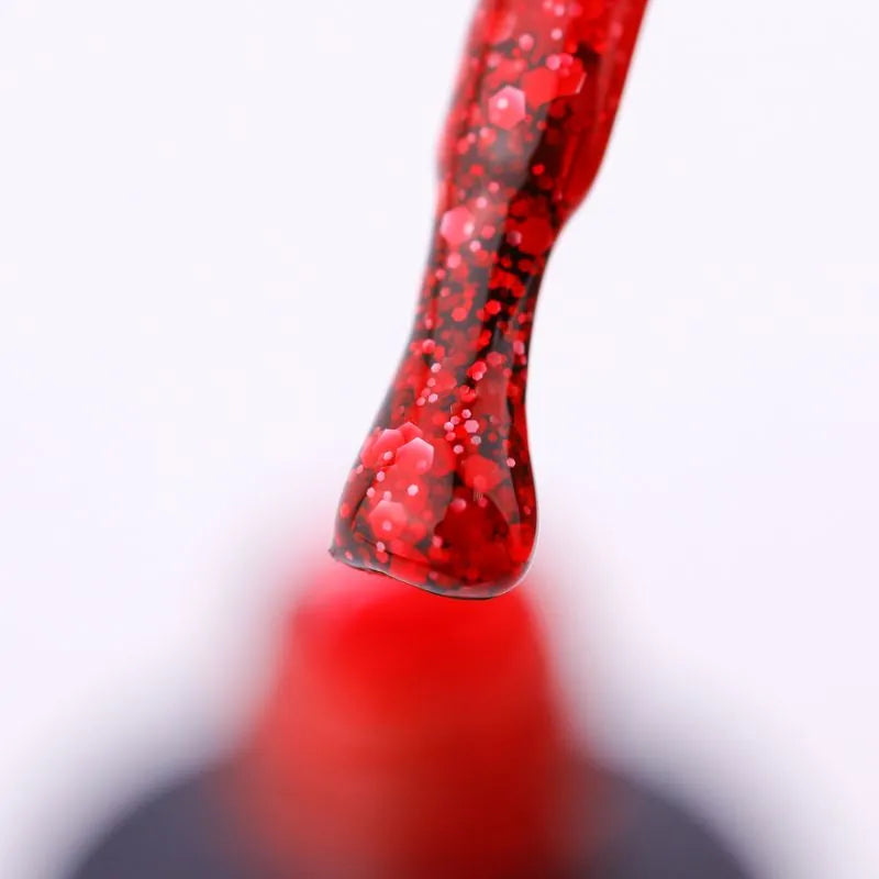 SAGA Professional Gel Polish Marmalade 08 – Red with Flakes, 9ml