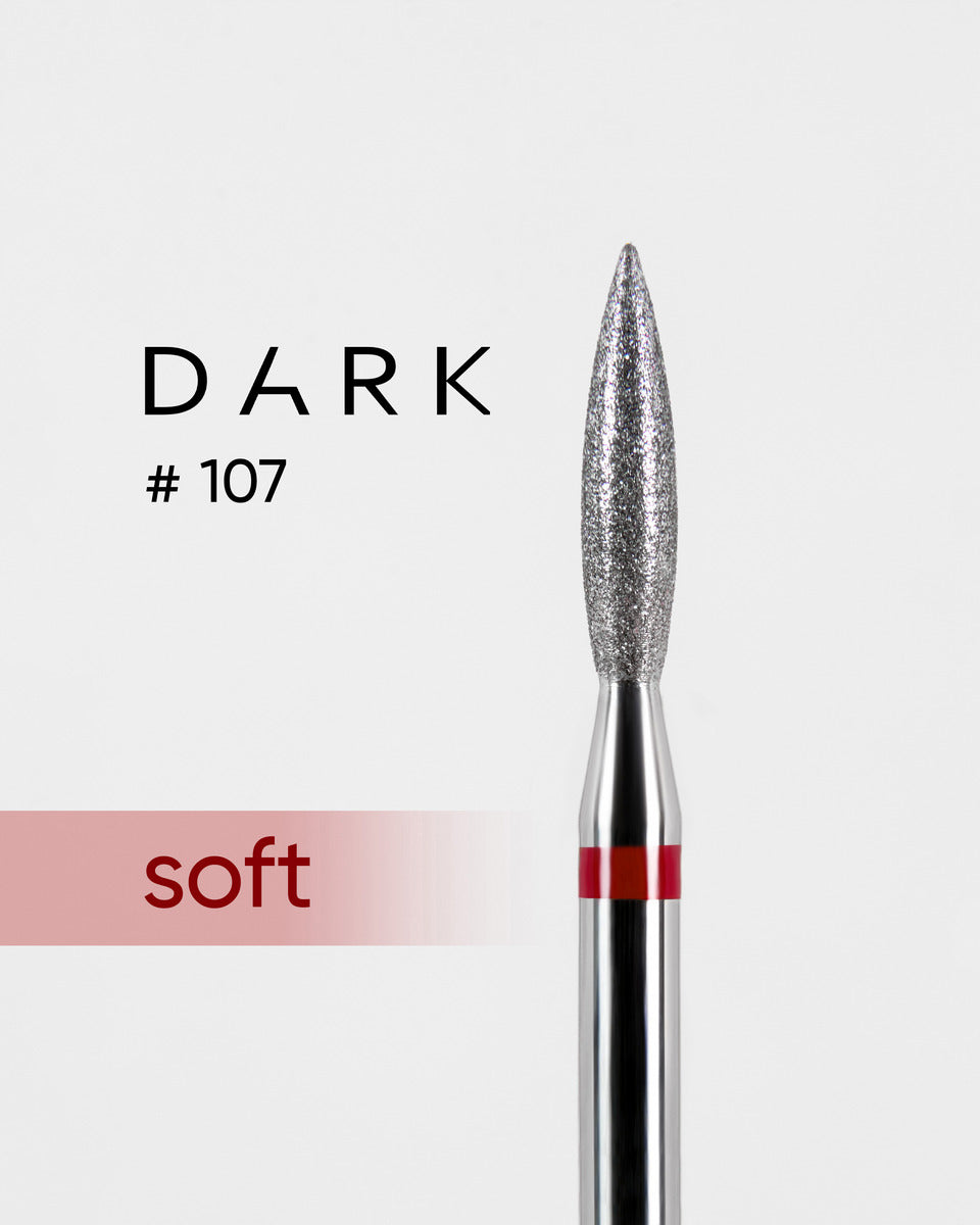 DARK Diamond Bit #107 Red Flame 023 – Professional Nail Drill Bit, 1pc