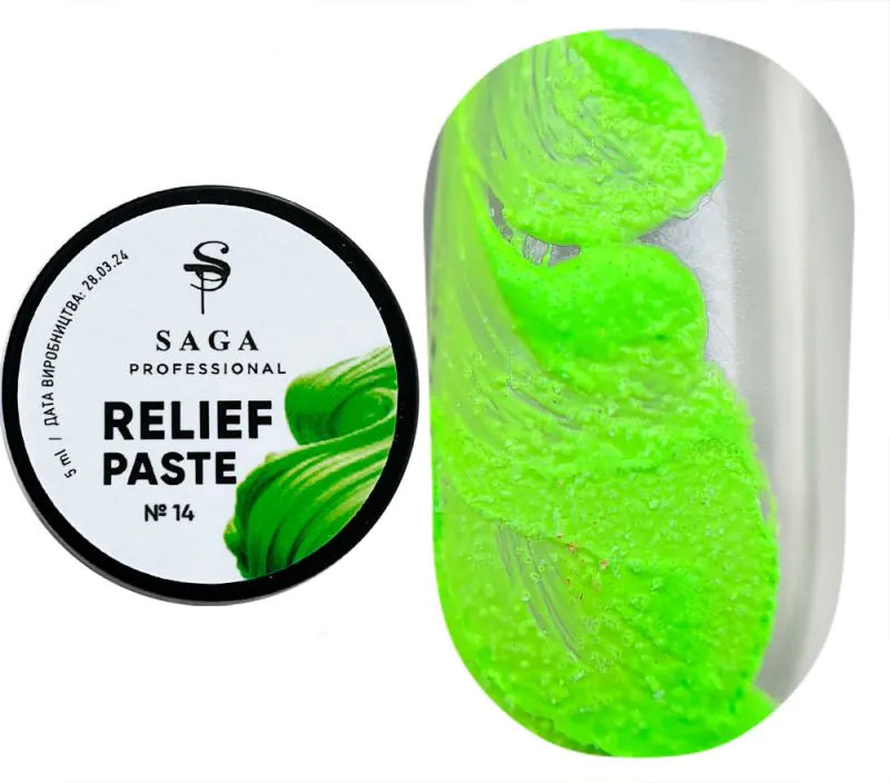 SAGA Professional Relief Paste 14 – Neon Green No-Wipe 3D Paste, 5g