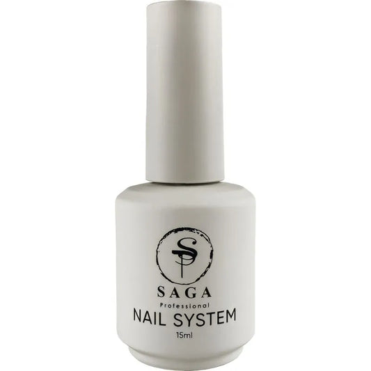 SAGA Professional No-Wipe Top Coat Titanium – 15ml gel top coat with reflective metallic shine for professional nail finishes.
