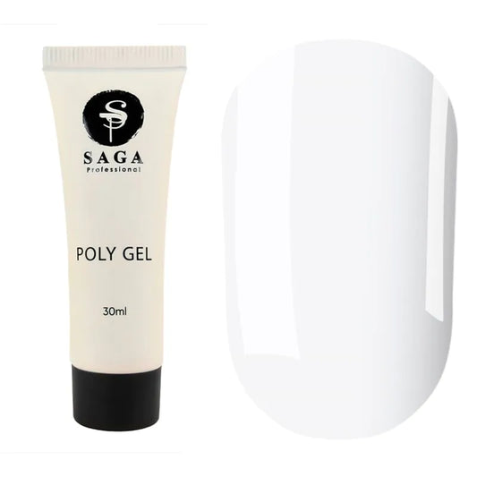 SAGA Professional Poly Gel NEW 02 – bright white poly gel for nails, ideal for French manicures and sculpting, 30ml