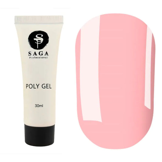 SAGA Professional Poly Gel NEW 03 – soft milky rose nude poly gel for elegant natural nail extensions, 30ml