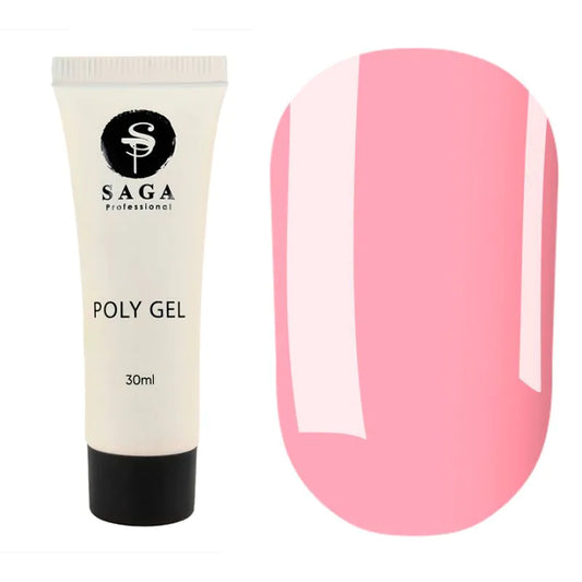 SAGA Professional Poly Gel NEW 04 – soft pink poly gel for natural, feminine nail extensions, 30ml