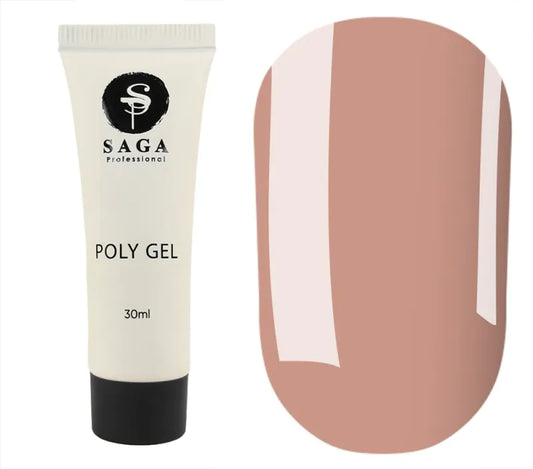 SAGA Professional Poly Gel NEW 07 – brown beige poly gel for natural, elegant nail extensions, 30ml