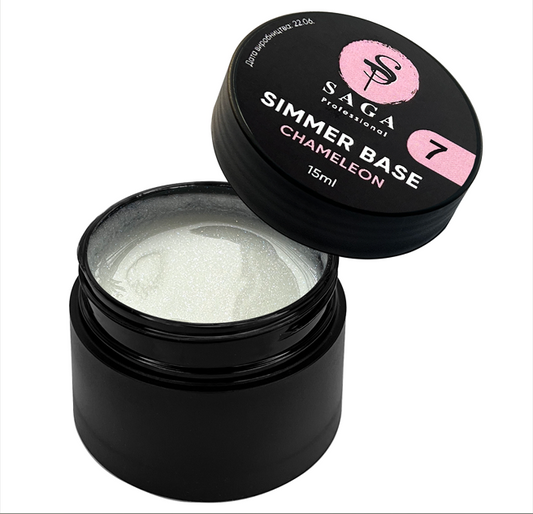 SAGA Shimmer Base CHAMELEON 07 – color-shifting iridescent shimmer gel base for nails, 15ml, dynamic chameleon effect