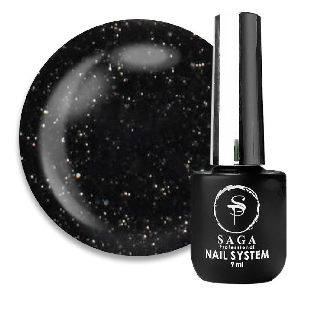 Saga Fiery Gel #02 Sparkling Black with Reflective Shimmers and Fine Glitter, 9ml
