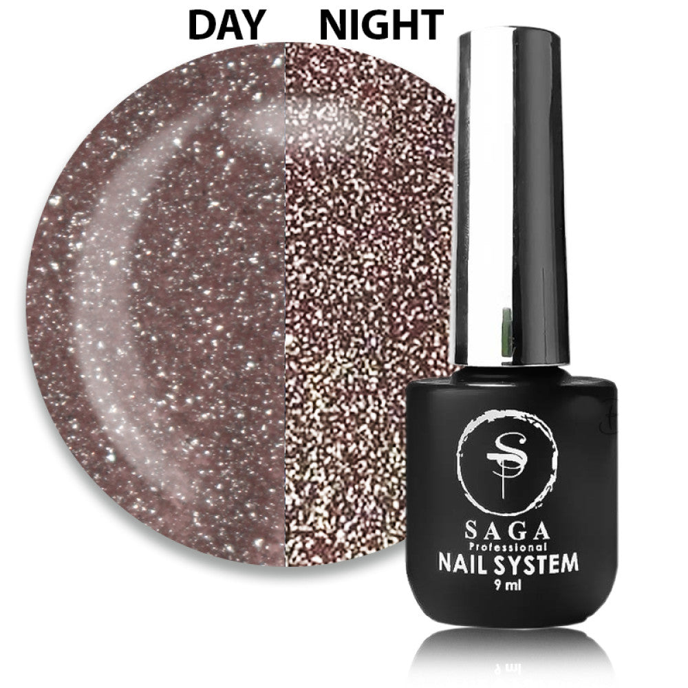 Saga Fiery Gel #05 Cocoa with Reflective Shimmers and Fine Glitter, 9 ml
