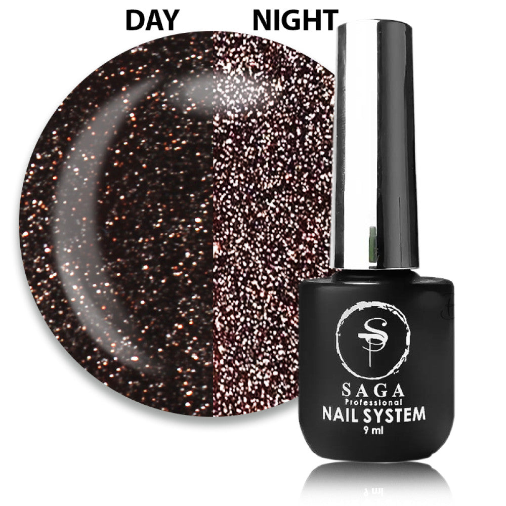 Saga Fiery Gel #21 Chocolate with Reflective Shimmers and Glitter, 9 ml
