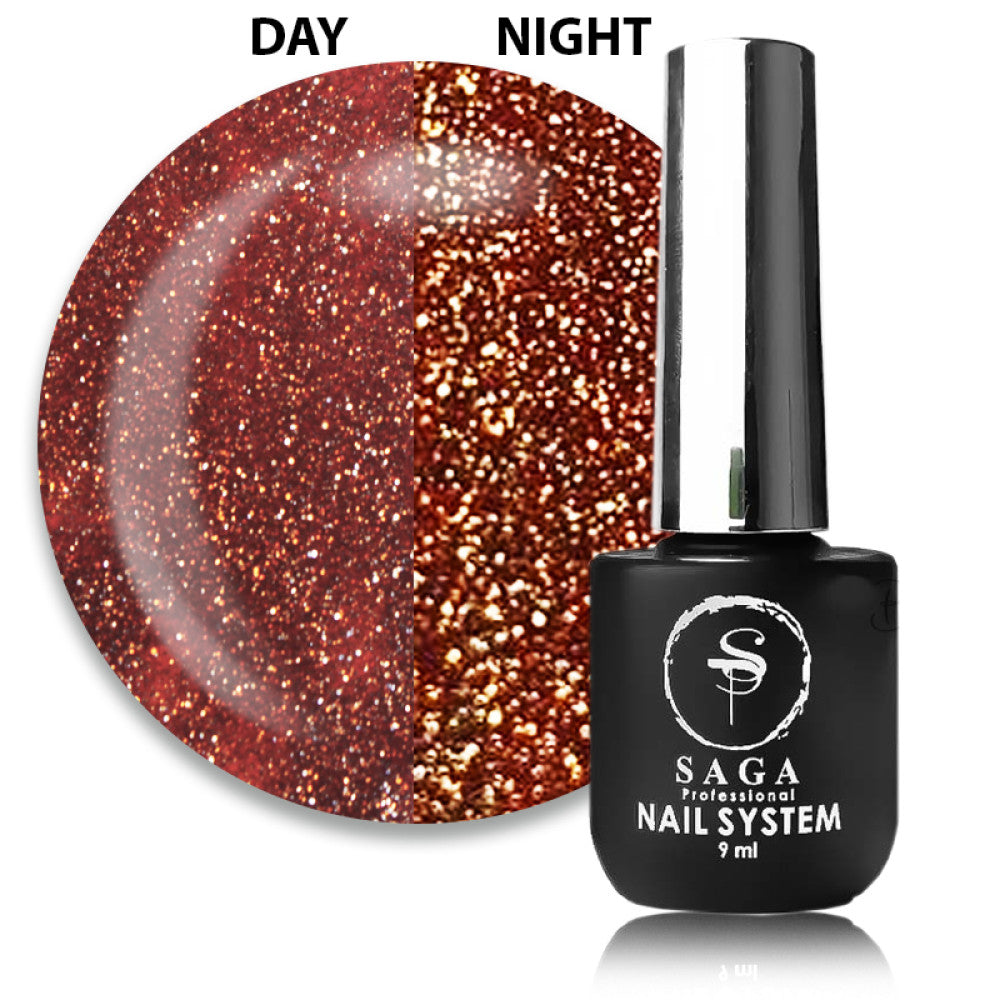 Saga Fiery Gel #22 Vibrant Red with Reflective Shimmers and Glitter,9ml