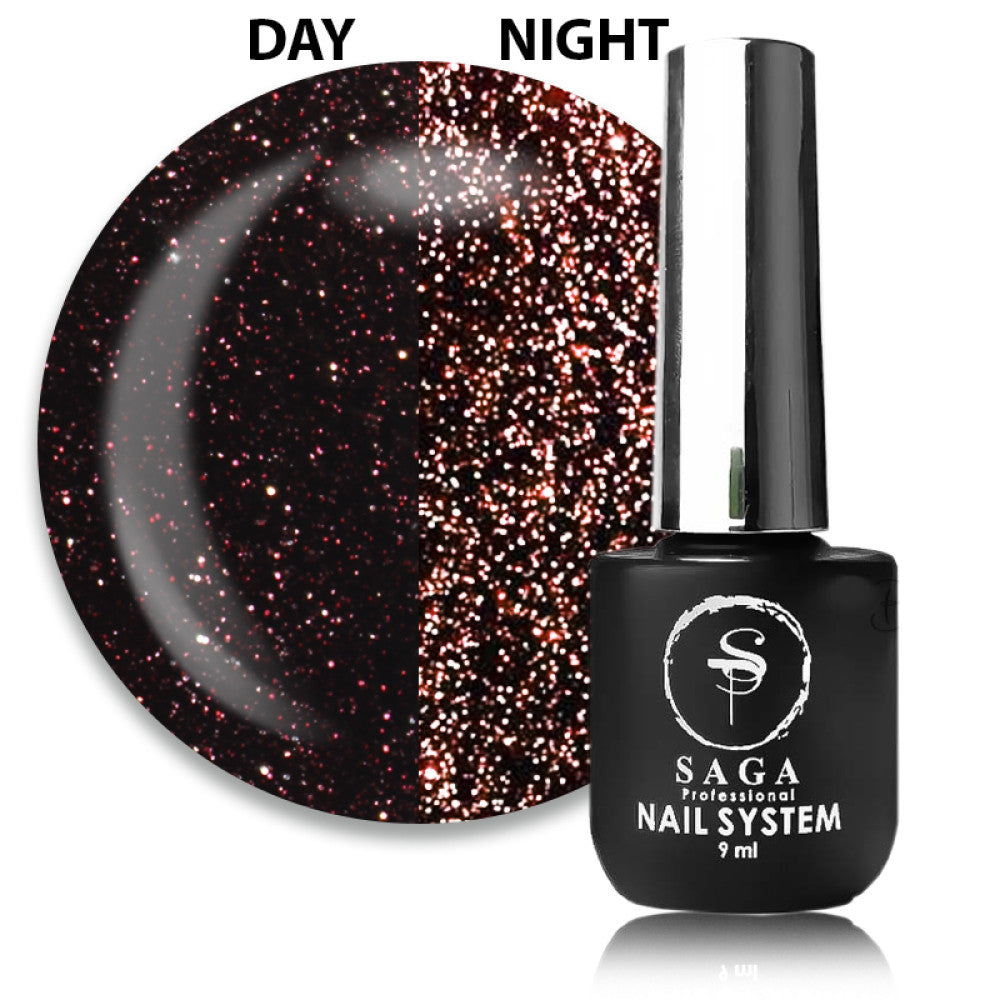 Saga Fiery Gel #24 Wine with Reflective Shimmers and Glitter, 9 ml