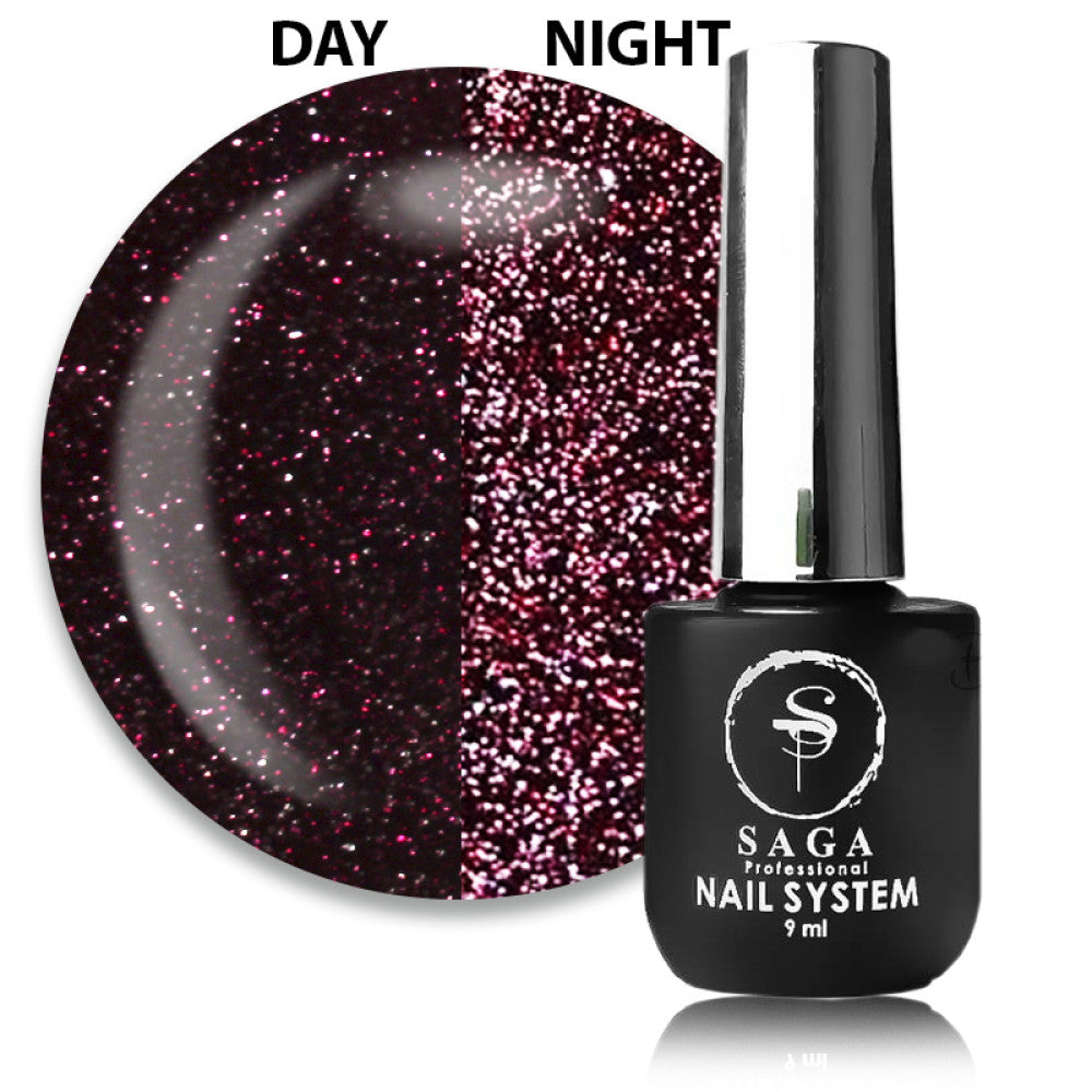 Saga Fiery Gel #25 Cherry with Reflective Shimmers and Glitter, 9 ml