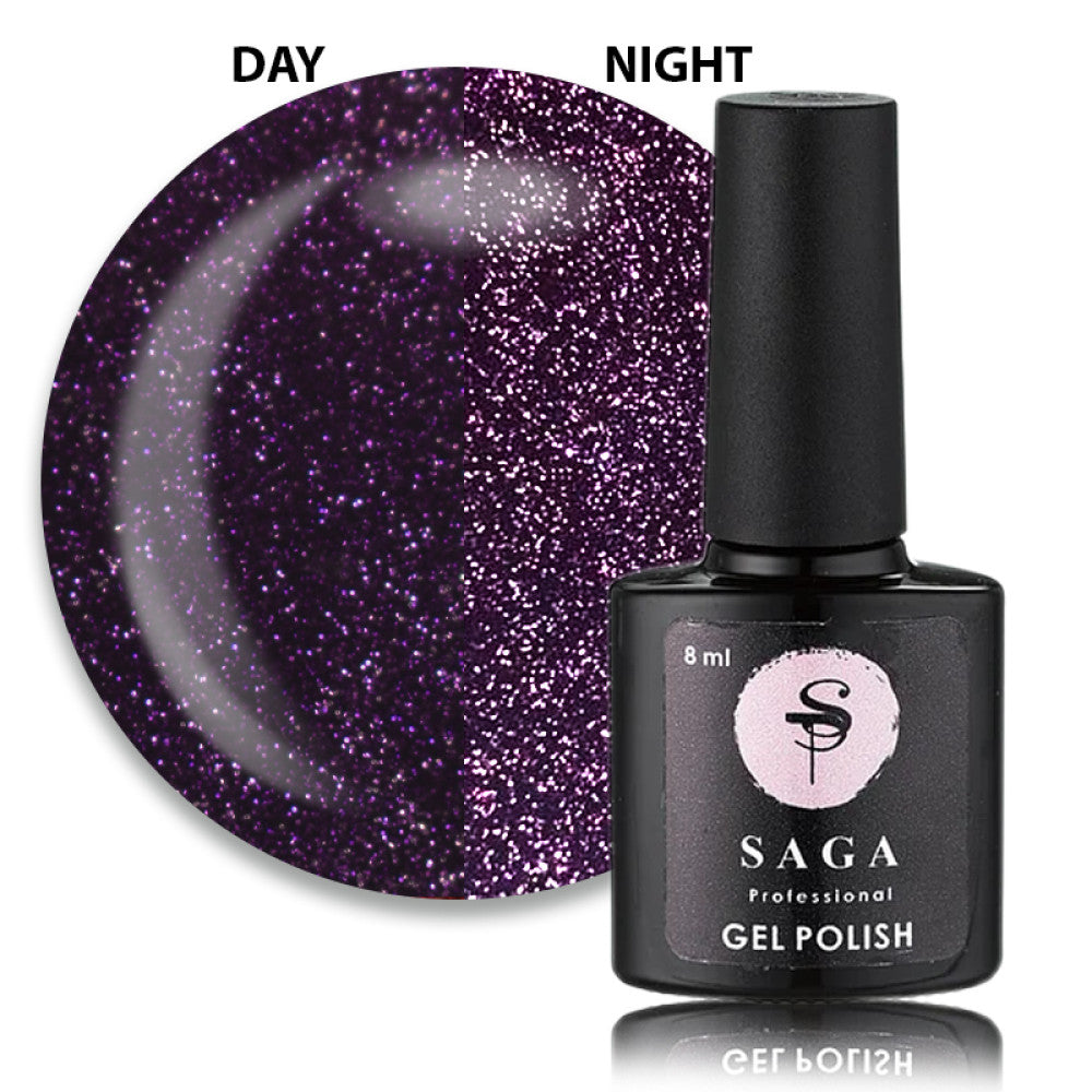 Saga Fiery Gel #26 Purple with Reflective Shimmers and Glitter, 9 ml