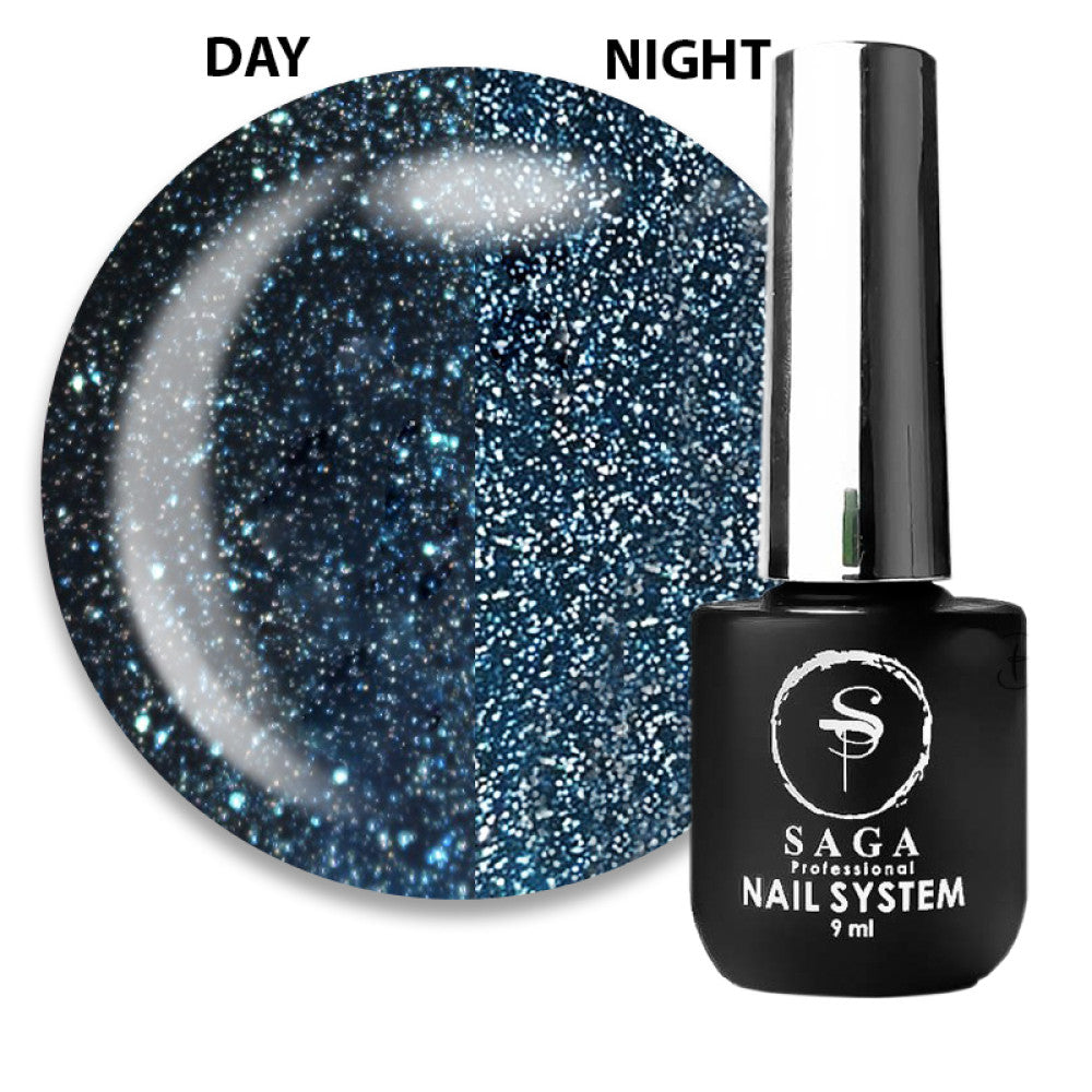 Saga Fiery Gel #27 Sea Blue with Reflective Shimmers and Glitter, 9 ml