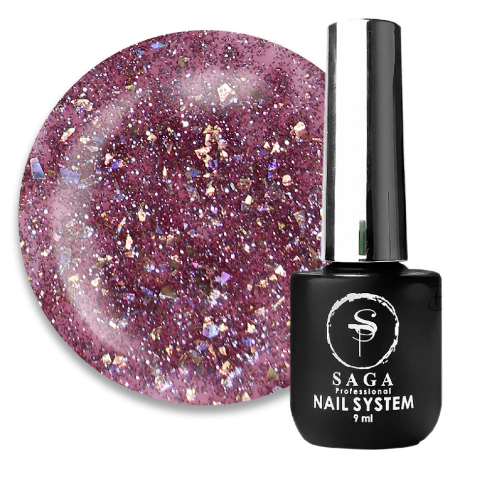 Saga Fiery Gel #30 Pomegranate with Reflective Shimmers and Glitter, 9 ml
