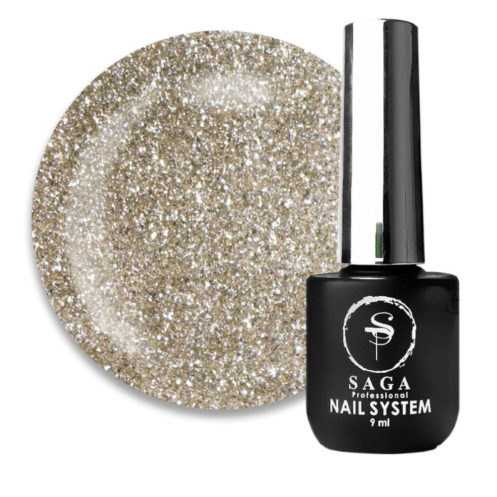 Saga Fiery Gel #37 Light Gold with Reflective Shimmers, 9 ml