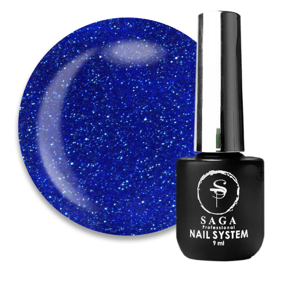 Saga Fiery Gel #39 Bright Blue with Reflective Shimmers and Glitter, 9 ml