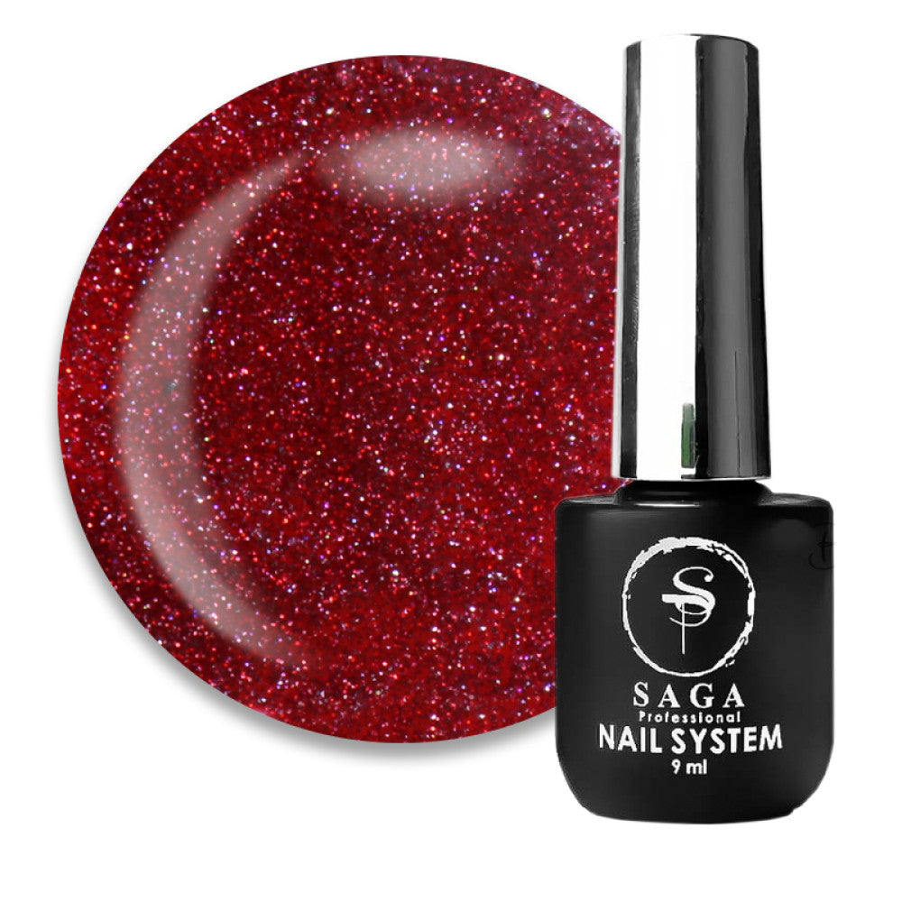 Saga Fiery Gel #40 Red Bordeaux with Reflective Shimmers, 9 ml.