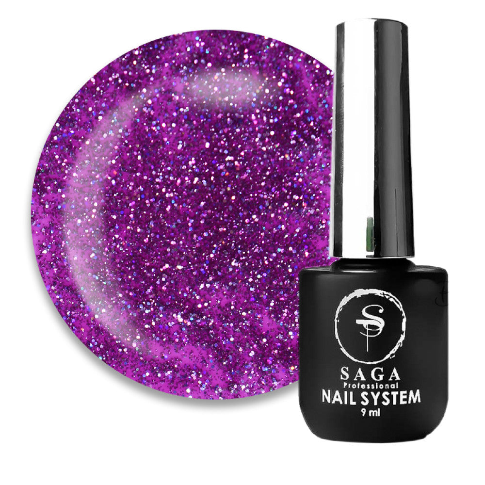 Saga Fiery Gel #45 Amethyst with Reflective Shimmers and Glitter, 9 ml