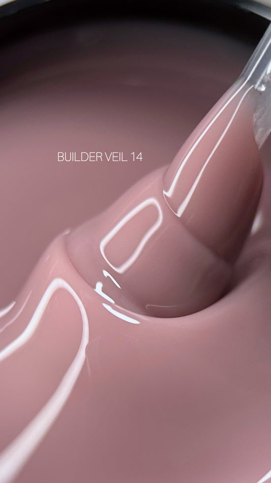 SAGA Professional Builder Gel Veil 14 – 30ml muted dusty rose pink builder gel for soft nude manicures and overlays