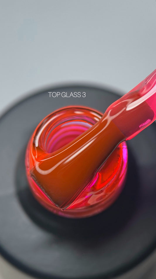 SAGA Professional No-Wipe Gel Top Coat GLASS 02 – pink transparent top coat with glass effect, 9ml.