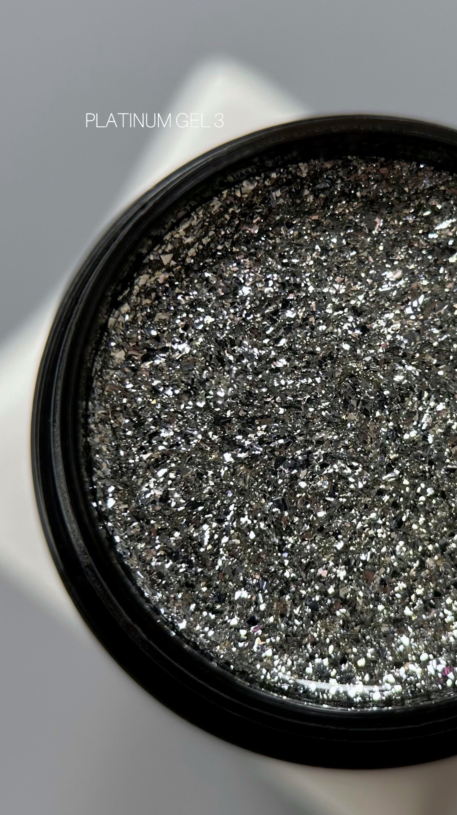 SAGA Professional Platinum Gel №03 – silver metallic gel paint for nails with mirror-like shine, 5ml