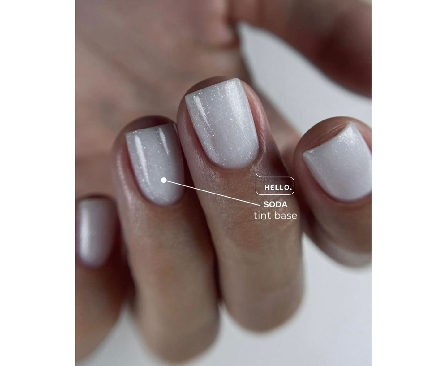 HELLO Tint Base, SODA – White Shimmer Tinted Base, 15ml