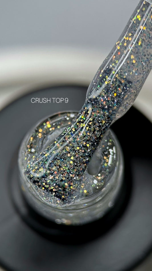 Saga Professional Crush Top #09 Multicolor Glitter No-Wipe Top Coat, 9ml