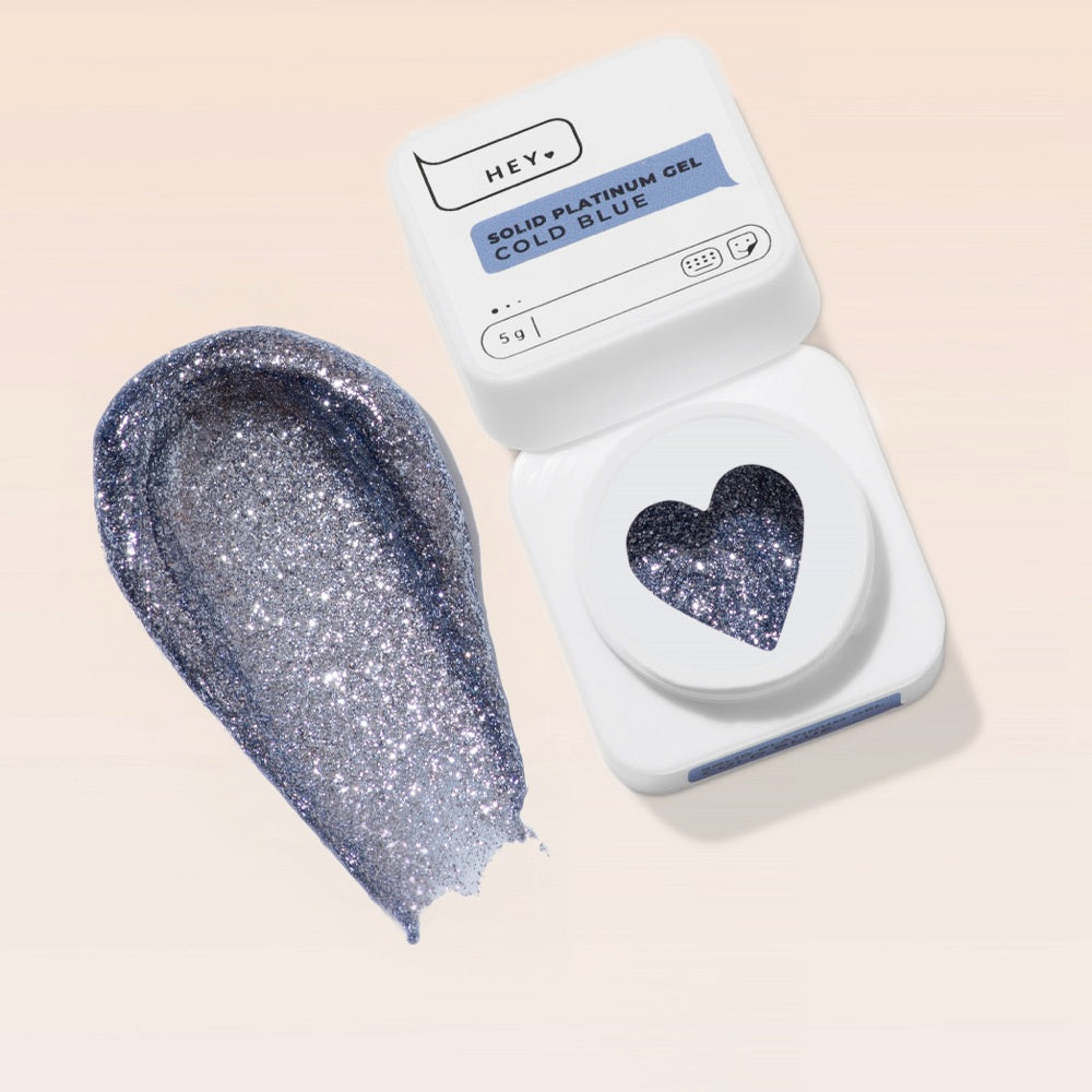 HEY.LOVE Solid Platinum Gel COLD BLUE – Icy Blue Gel Paint for Nail Art, 5g
