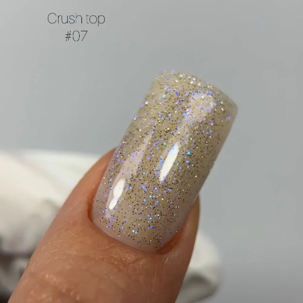 Saga Professional Crush Top #07 Blue Glitter No-Wipe Top Coat,9 m