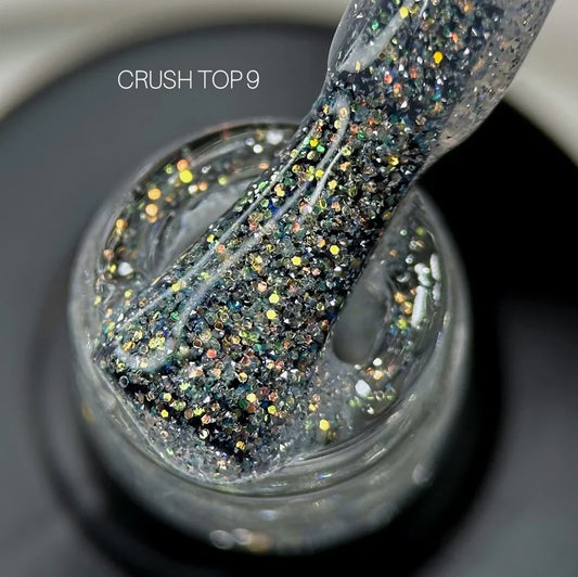 Saga Professional Crush Top #09 Multicolor Glitter No-Wipe Top Coat, 9ml