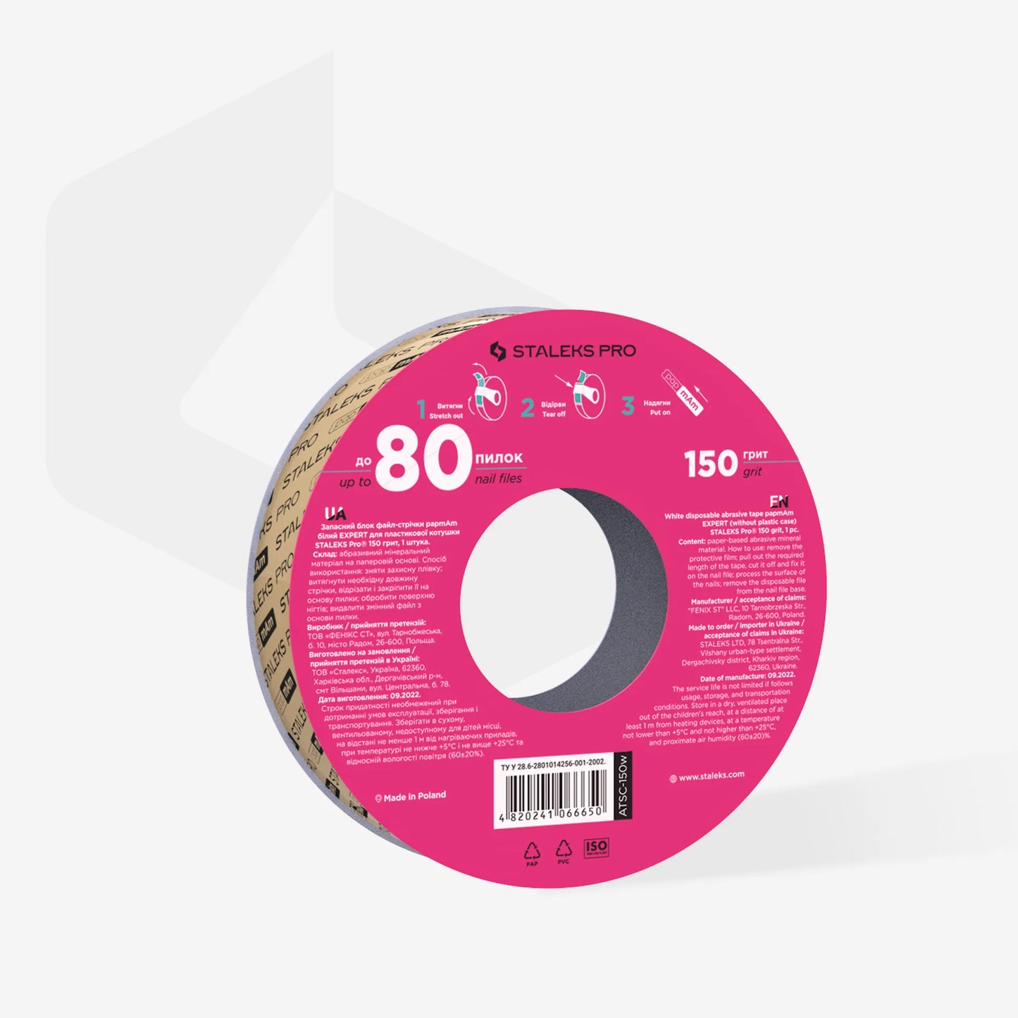 STALEKS Disposable White Abrasive Tape papmAm EXPERT – 150 Grit, for the Plastic Case
