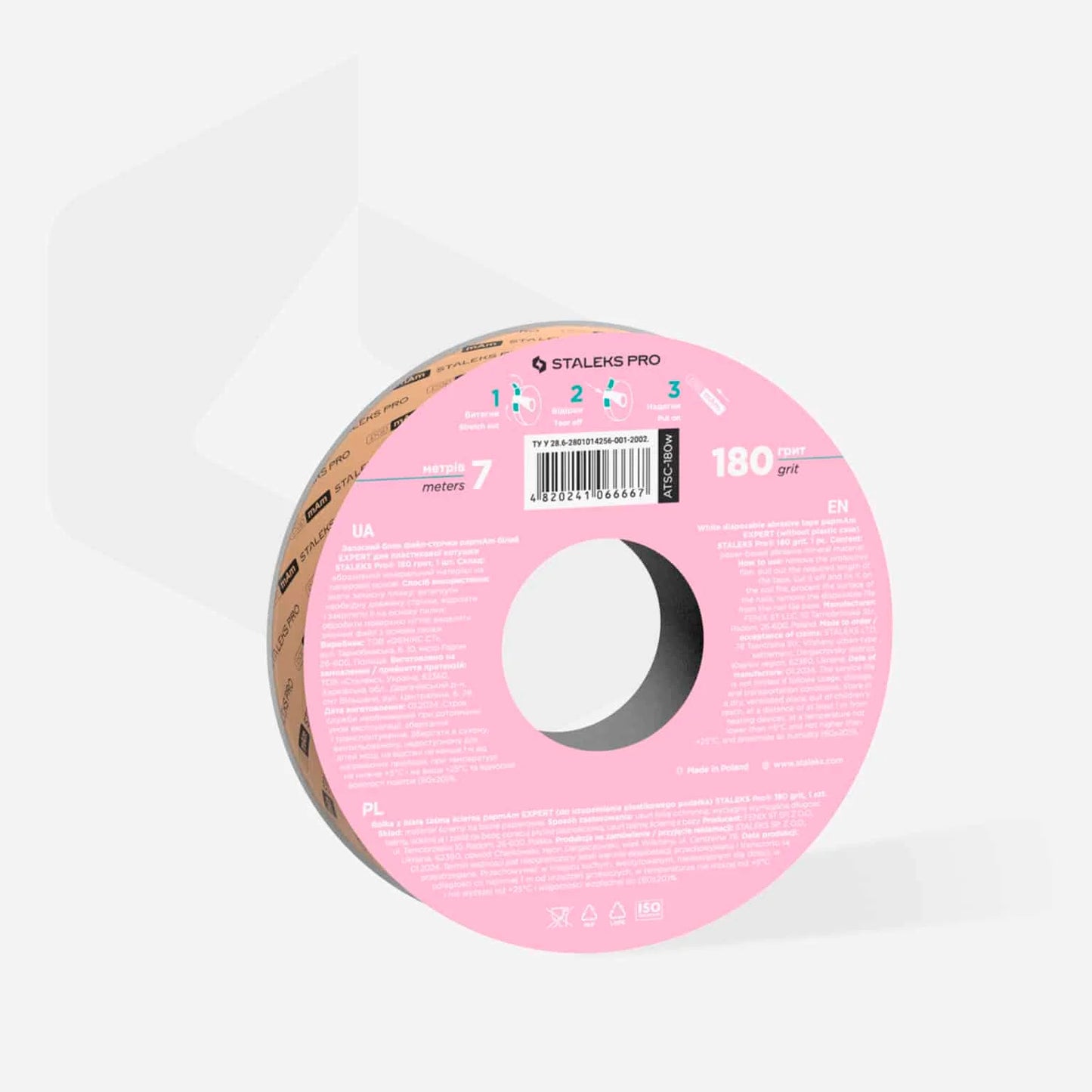 STALEKS PRO Expert papmAm Disposable white Abrasive Tape, 180 Grit