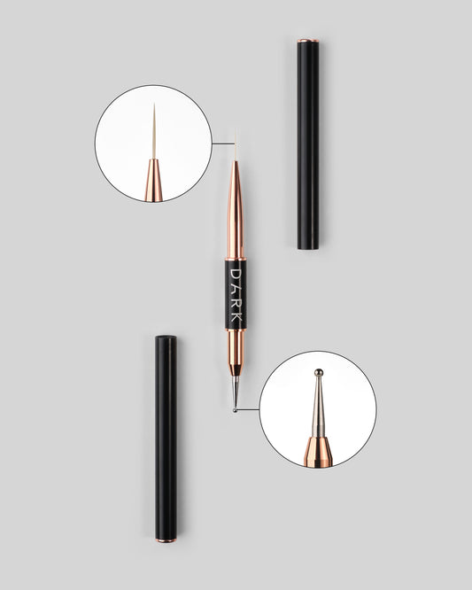 DARK Brush, DOUBLE-SIDED (13mm Liner + 2mm Dotting Tool) – Professional Nail Brush, 1pc